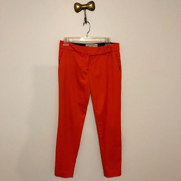 Anthropologie Leifsdottir Orange Cropped Ankle Zipper Pants - Size 4 - Picture 1 of 13